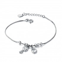 Fashion Eye-Catching 925 Silver Concentric lock Bracelet Charm Bracelets