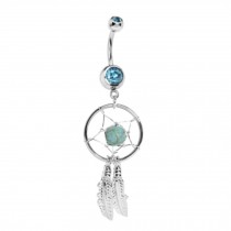 316L Steel Crystal Dream catcher Chain Dangle Navel Belly Button Ring