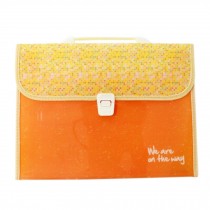Kids Expanding File Folder With Handle,Multideck Briefcase,12 Pockets Orange