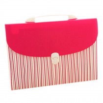 Multideck Briefcase Expanding File Folder With Handle,12 Pockets Stripe Pink