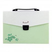 Kids Expanding File Folder With Handle,Multideck Briefcase,13 Pockets GREEN