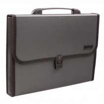 Elegant 12 Pockets Expanding File Folder With Handle Briefcase, Brown