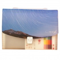 [Sky and Hillside]12 Pockets Expanding File Folder With Handle And Insert Button