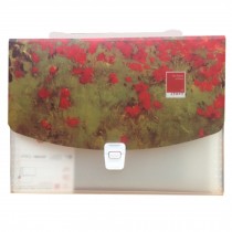 [Red Painting]12 Pockets Expanding File Folder With Handle And Insert Button