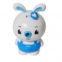 Cute Rabbit Manual Pencil Sharpener for Office and Classroom (Blue/White)