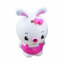 Cute Rabbit Manual Pencil Sharpener for Office and Classroom (Pink/White)