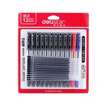 Gel Ink Roller Ball Pens 12 pens with Extra 12 refills,B