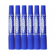 Set Of 6 Marker Office Supplie Fine Point Mark Pen Double-End Pen Blue