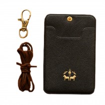Set of 8 Premium PU Leather ID Card Holder Card Case Badge Cases Pocket, Black