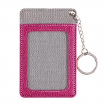 Practical ID Card Holder Keychain Card Case with 3 Card Slots PU, A