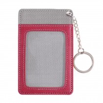 Practical ID Card Holder Keychain Card Case with 3 Card Slots PU, B