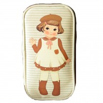 Cute Doll Theme bags Cosmetic Pen Pencil Bag Case Light Green (11.5*21*2.5cm)