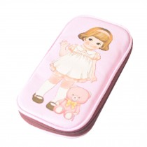 Girl and Bear Theme bags Cosmetic Pen Pencil Bag Case  Pink (11.5*21*2.5cm)