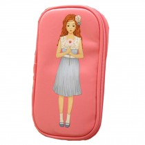 Pretty Girl Theme bags Cosmetic Pen Pencil Bag Case Red (11.5*21*2.5cm)
