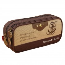 Nautical Classic Theme Cosmetic Pen Pencil Bag Case Coffee (20*9*5.5cm)