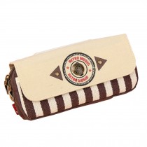 Nautical Classic Theme Cosmetic Pen Pencil Bag Case Stripe Style Coffee (20*9*6)