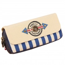 Nautical Classic Theme Cosmetic Pen Pencil Bag Case Stripe Style Blue (20*9*6cm)