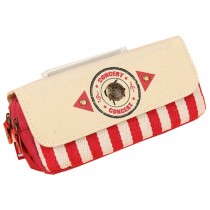 Nautical Classic Theme Cosmetic Pen Pencil Bag Case Stripe Style Red (20*9*6cm)