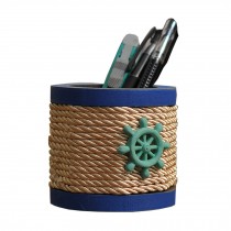 Mediterranean Style Wood Pen Pencil Holder Blue MA05014B