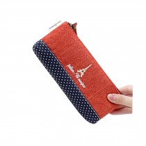 Set of 2 Cotton Linen Cloth Pencil Case Stationery Supplies Pouch Pen Bag Red