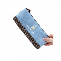 Set of 2 Cotton Linen Cloth Pencil Case Stationery Supplies Pouch Pen Bag Blue