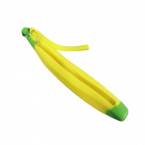 Fresh Fruit Banana Silica Gel Cosmetic Pen Pencil Bag Case(21*5 CM, Yellow)