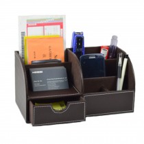 Office Compartment Multifunctional Desk Stationery Organizer Storage - Brown
