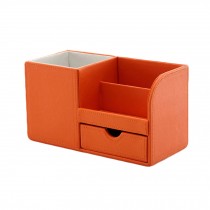 Office Supplies Multifunctional Desk Stationery Organizer Pen Holder Orange