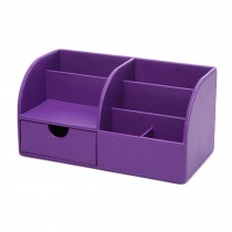 Office Compartment Multifunctional Desk Stationery Organizer Storage - Purple