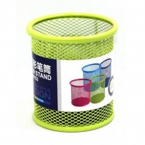 Green Round Metal Mesh Style Pen Pencil Holder Desk Organizer For Home Office