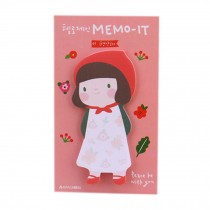 5 Pads/Pack Cute Note Sticky Notes Desktop Self-stick Note, Girl, Red
