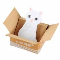 Set of 5 Cute Sticky Notes Desktop Note Self-stick Note Bookmarks, White/Cat