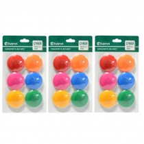 18 PCS Officemate Magnets, Assorted Sizes and Colors,6 per Pack 40mm