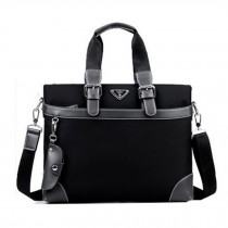 Mens Canvas Briefcase Laptop Case Messenger Bag Business Shoulder Bag Black