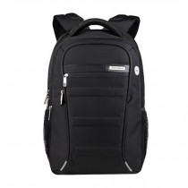 Fashion Expandable Notebook Polyester Backpack For Up to 15-Inch Laptop Black