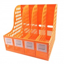 Office 4 Compartment Desktop Folder Organizer Rack/ File Storage, Orange