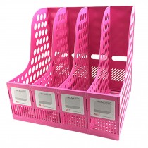 Office 4 Compartment Desktop Folder Organizer Rack/ File Storage, Pink
