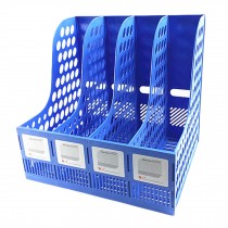Office 4 Compartment Desktop Folder Organizer Rack/ File Storage, Blue