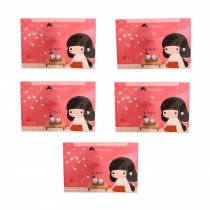 5 PCS Lovely Girl Poly Envelope/ File Bag With Snap Button, Red