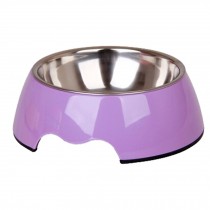 Separable Stainless Steel Pet Bowl Puppy Feeders Feeding Tray Dog Bowl, Purple