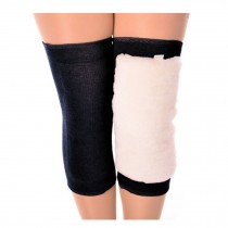 Pair of Elastic Warm Wool Knee Brace Support Sleeve KneePads Knee Warmers, Black