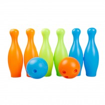 Colorful Kids Big Plastic Bowling Ball Set, 2 Balls And 6 Pins