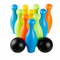 Colorful Medium Kids Plastic Bowling Ball Set, 2 Balls And 10 Pins
