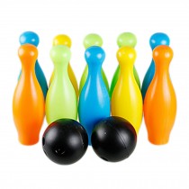 Small Colorful Kids Plastic Bowling Ball Set, 2 Balls And 10 Pins
