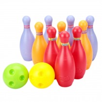 Big Plastic Bowling Ball Set, 2 Balls And 10 Pins, Colorful