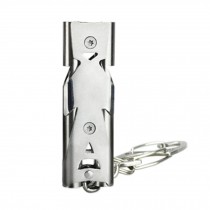 Double Tubes 150 DB Stainless Steel Survival Whistle Keychain,silvery