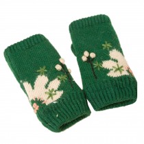 Green Stretchy Knit Gloves/ High Quality Cute Warm Gloves