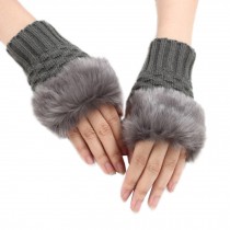 Gray High Quality Women Winter Gloves/ Fashion Knit Fingerless Gloves