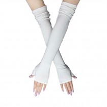 Ladies Thin Cotton Long Sleeves Package Thumb Driving Arm Set Arm Covers, White