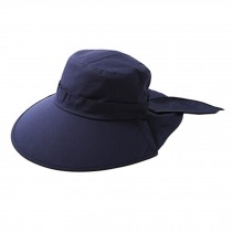 Navy Adjustable Outdoor Wide Brim UV Protection Cap Foldable Cycling Sun Hat